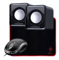 Kit Caixinhas De Som + Mouse Com Fio + Mouse Pad 25x21cm 