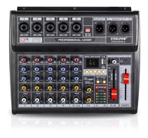 Mezcladora Profesional 5 Canales Amplificada Bt Steelpro