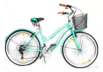 Bicicleta Dama Verado Playera Canasto Luz Cambios Shimano Color Verde