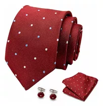 Corbata De Boda De Calidad Con Lunares Rojos Para Hombre Tie