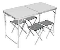 Set Mesa Plegable Aluminio + 4 Bancos Camping. Gravedad  X