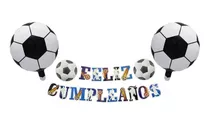 Guirnalda Decoración Feliz Cumpleaños Diseño Futbol + Globos