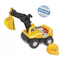 Brinquedo Carrinho Max Escavadeira Com Capacete Tilin 0428 Cor Amarelo Personagem Trator