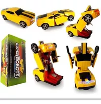 Carrinho Camaro Amarelo Vira Robô Transformers Bate Volta