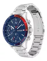 Reloj De Pulsera Tommy Hilfiger Bank 1791718, Analógico, Para Hombre Color Plateado