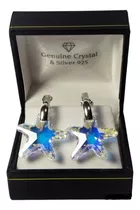 Aros Estrella De Mar Grande Cristal De Swarovski® Plata Fina