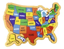 Mapa Dos Estados Unidos Quebra-cabeça, Brinquedo Educativo
