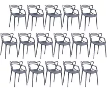 Kit  16 X Cadeiras Allegra Cozinha Jantar Restaurante Cor Da Estrutura Da Cadeira Cinza-escuro