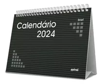 Calendário 2024 Mesa Preto Brief Spiral Escritório Pessoal