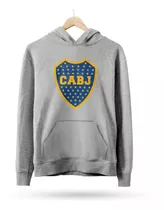 Buzo Canguro Boca Juniors Escudo En El Pecho Gris