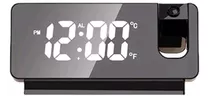 Despertador Led Espelho Mesa Digital Projetor De Teto Alarme Cor Preto Bivolt