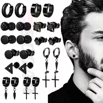 Pack 12 Pares Aretes Hombre Con Piercing, Arracadas Hombre