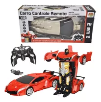 Carro De Controle Remoto Que Vira Robô Vermelho Dm Toys