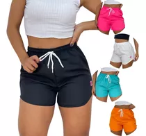 5 Short Tactel Feminino Moda Praia Academia Levanta Bumbum