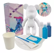 Oso Bearbrick Pintura Fluida Escultura 23cm Set Para Pintar