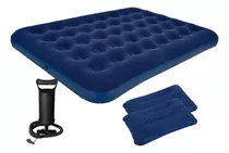 Colchon Inflable 2 Plazas Con Almohadas + Inflador Portátil