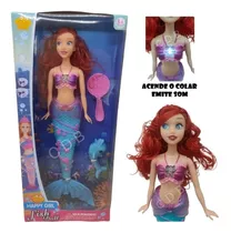 Boneca Princesa Sereia Ruiva Musical Cauda E Brilho