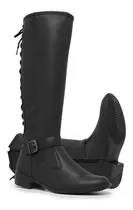 Bota Feminina Montaria Cano Longo Alto Fivela Cadarço 11653