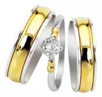 Combo Alianzas Plata 950 Y Oro 18k Casamiento Cintillo Boda