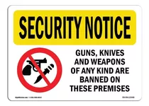 Señal De Aviso De Seguridad De Osha  Naves Armas Prohibidas