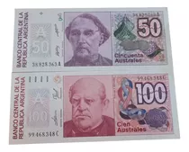 Billetes Mundiales : Argentina 50 Y 100 Australes 1986-90 L