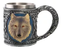 Taza Lobo Stark Game Of Thrones Tazon Mug Color Plata Azul