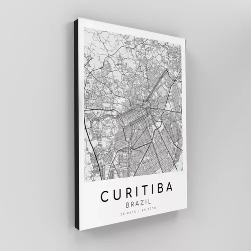 Quadro Decorativo Poster Mapa De Curitiba Parcelamento Sem Juros