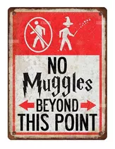 Cartel Chapa Rústica Harry Potter No Muggles