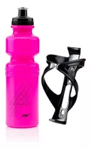 Kit Garrafinha De Água Caramanhola 750ml + Suporte Para Bike Cor Rosa