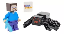 Lego Minecraft: Minifigura De Steve Com Picareta E Aranha