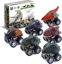 Juguete De 6 Autos Dinosaurio Para Tirar Hacia Atrás, T-rex