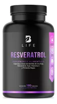 Resveratrol De 180 Cáps Con Semilla De Uva Roja Acai. B Life