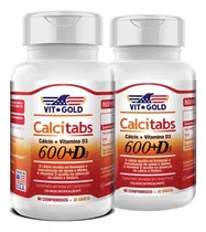 Calcitabs - Cálcio 600 Mg + Vit. D3 Vitgold Kit 2x 90 Comp.