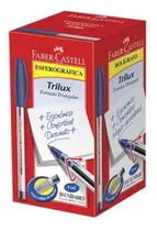 Caneta Esferográfica Azul Trilux 1.0mm Faber-castell Cx 50un
