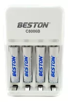 Cargador Baterías Beston + 4 Baterías Triple A Recargables