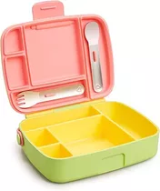 Lancheira Bento Box Munchkin Divisória E Talher Rosa/verde