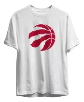 Remera Basket Nba Toronto Raptors Blanca Logo Simple