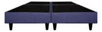 Base Cama Box Tapiz Praga Lino Azul Matrimonial