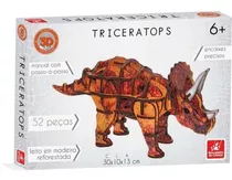 Quebra Cabeça Dinossauro Triceratops 3d Em Madeira 52 Peças