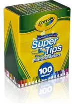 100 Plumones Crayola Marcadores Delgados Lavables Super Tips