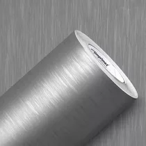 Adesivo Envelopamento Aço Escovado Prata 1,00mt X 20cm