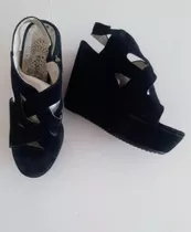 Zapatos Sandalias Negras Nobuk Taco Chino Talle 37