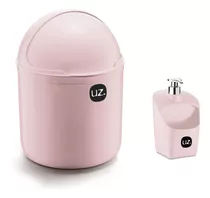 Kit Cozinha Organizador Pia Porta Detergente + Lixeira 4l Uz Cor Rosa