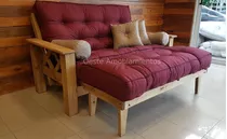 Futon 2 Cuerpos Cipres Patas 10x10 + Colchon Eco Cuero 