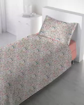 Juego De Sábanas Bukara 1 Plaza Estampado Flor Beige