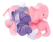 Peluche Almohada Elefante Almohadón De Apego 60cm - El Rey