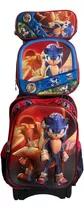 Mochila Primaria Sonic Con Ruedas O Llantas En Combo.