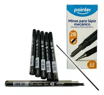 Set 6 Cajitas Minas Xl Repuesto Portaminas 2.0mm X12cm Negro