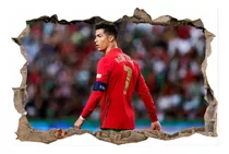 Vinilos Efecto 3d Pared Rota Ronaldo Portugal - 1mx60cm