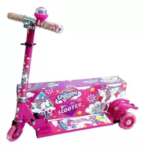 Patinete Menina Frozen 3 Rodas Cor Rosa Unicorn